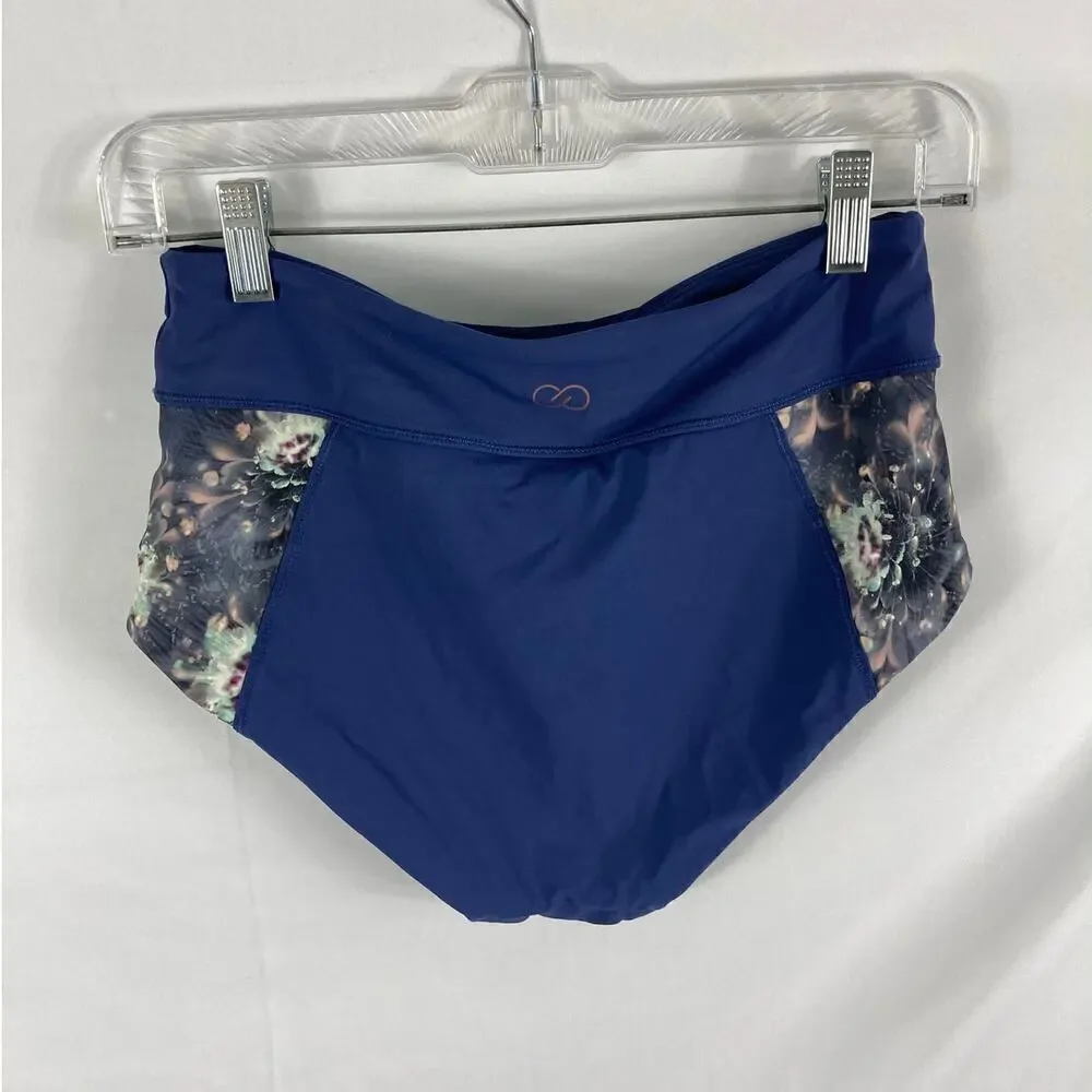 NWOT Calia High Rise Blue Pattern Side Bikini Bottom Size Small